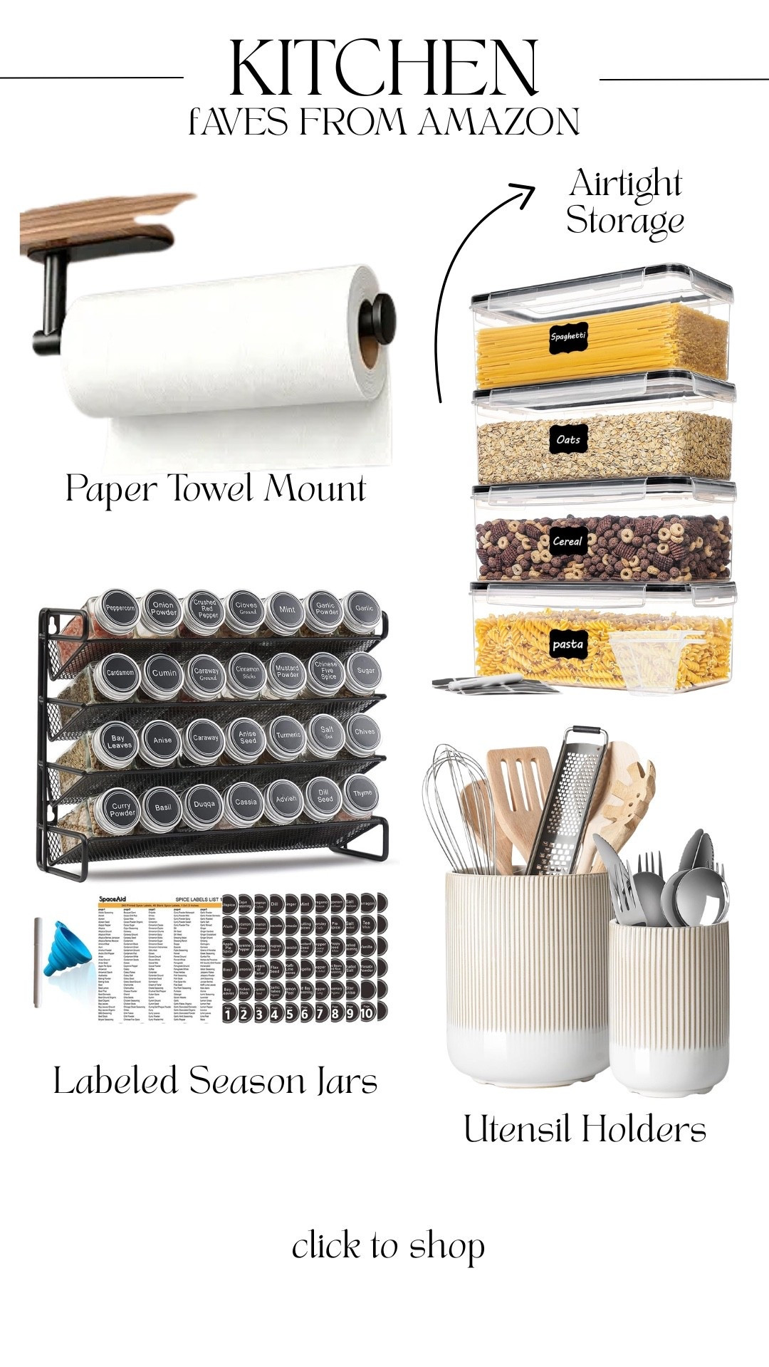 Kitchen favorites that make everyday cooking and staying organized feel a little easier. 🏡 From smart storage to everyday essentials, these are the Amazon finds I keep coming back to.

Amazon kitchen finds, kitchen organization, cooking essentials, home favorites, pantry organization, kitchen storage, Amazon favorites, everyday home

#LTKdayinmylife #LTKHome