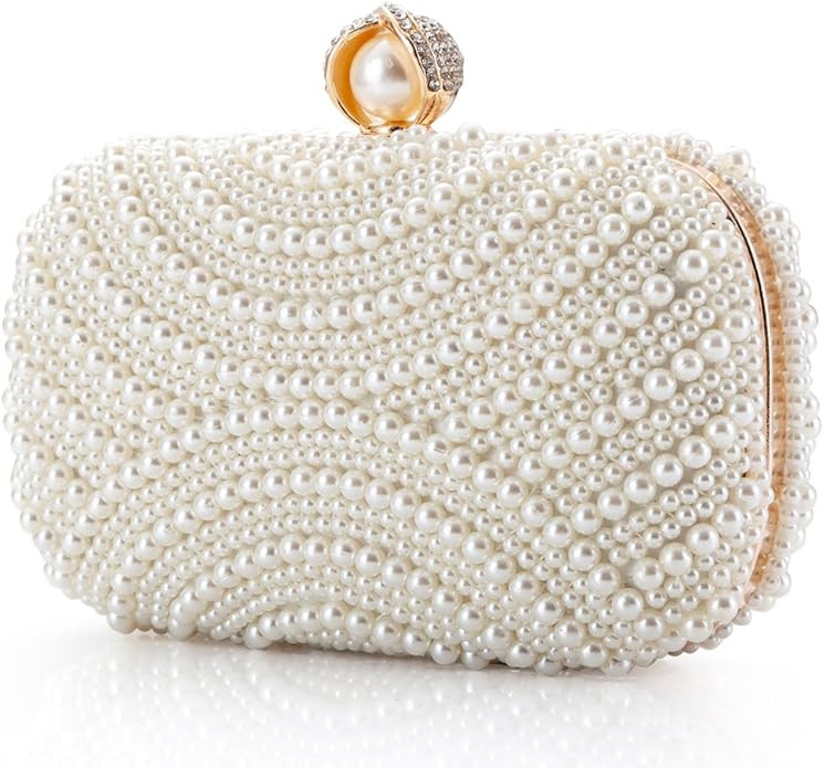 Womens Clutch Luxury Evening Bags Full Beaded Artificial Pearls Handbag for Wedding Parites Prom ... | Amazon (US)