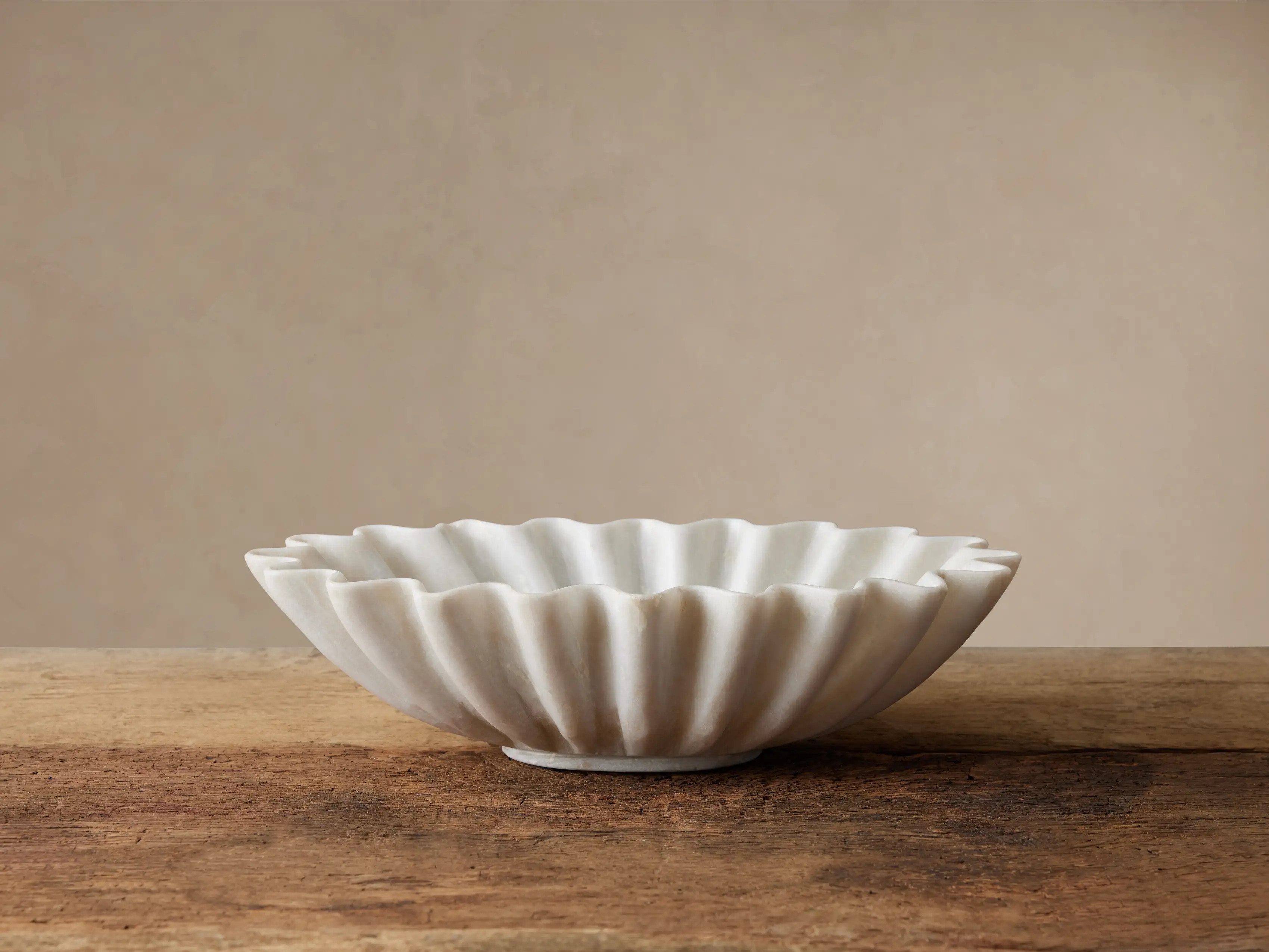 White Marble Ruffle Bowl | Arhaus