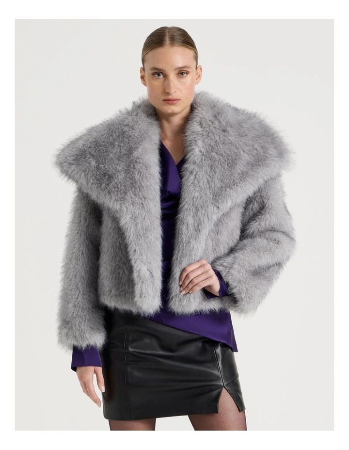 BlaqFur Short Coat in Grey | Myer