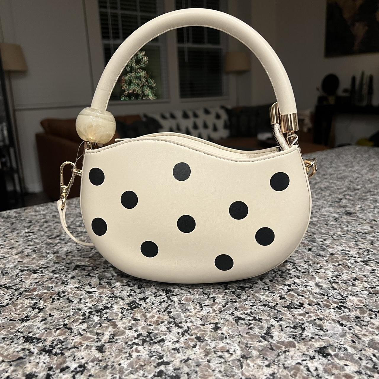 Melie Bianco Women's Shoulder bags - Cream/Black | Depop US