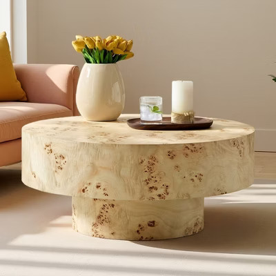 31.49" MDF Burl Wood Round Coffee Table | Target