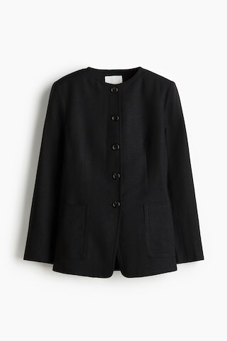 H & M - Linen-blend blazer - Black | H&M (UK, MY, IN, SG, PH, TW, HK)