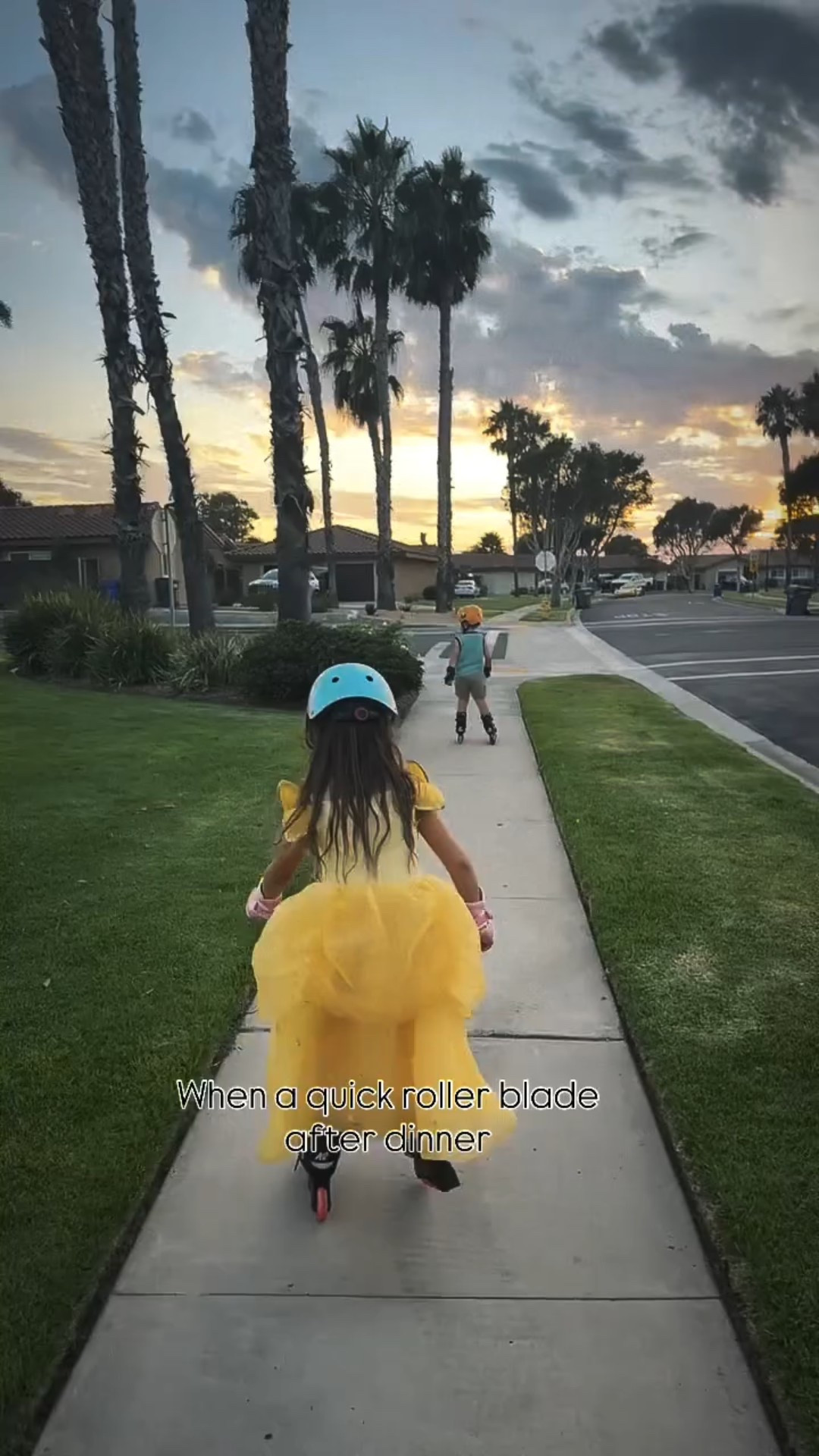 It’s the princess dress for me ✨ just so impressed by these 2 picking up roller blading in the last month and wanting to take on “the big road” so badly and going for it. Seeing the cyclist ride by cheering them on was the highlight of their day 🥹