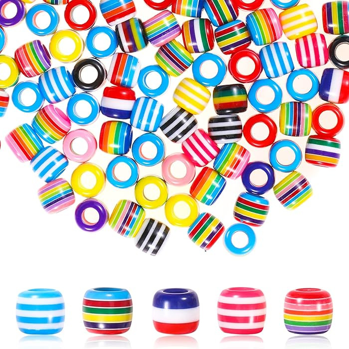 100PCS European Large Hole Beads, Assorted Color Lampwork Spacer Beads, for DIY Jewelry Craft Mak... | Amazon (US)