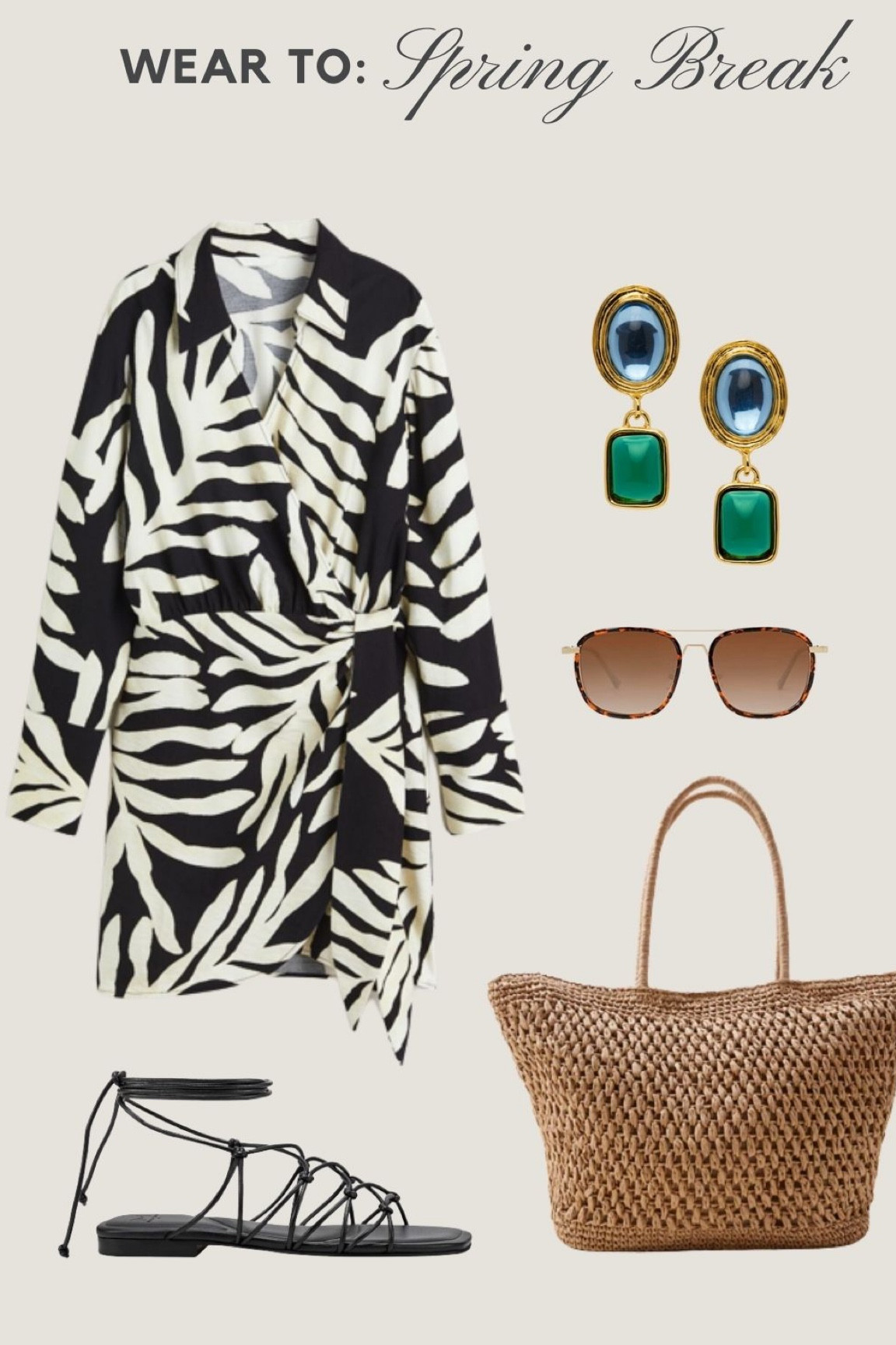 Spring break outfits / packable beach tote 