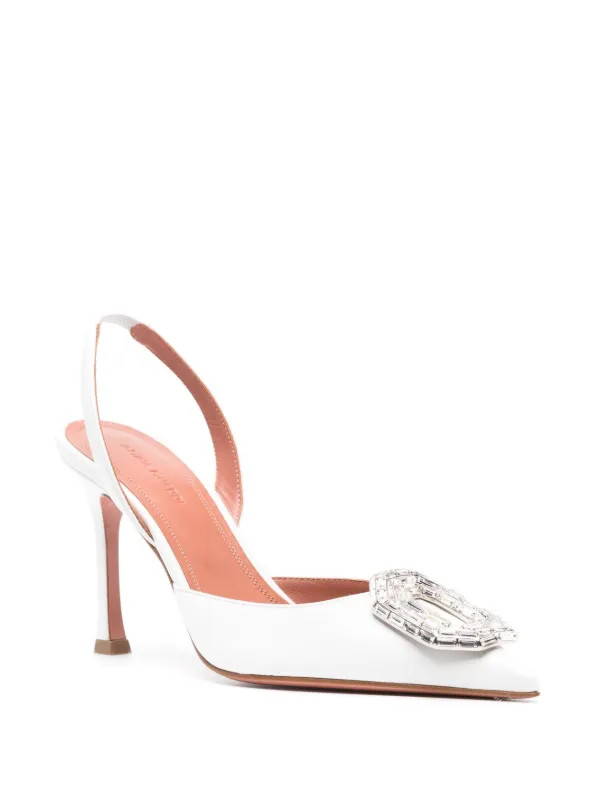 Amina Muaddi 95mm Camelia crystal-buckle Pumps - Farfetch | Farfetch Global