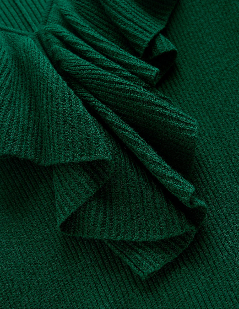 Ruffled Ribbed Dress-Emerald Night | Boden (US)