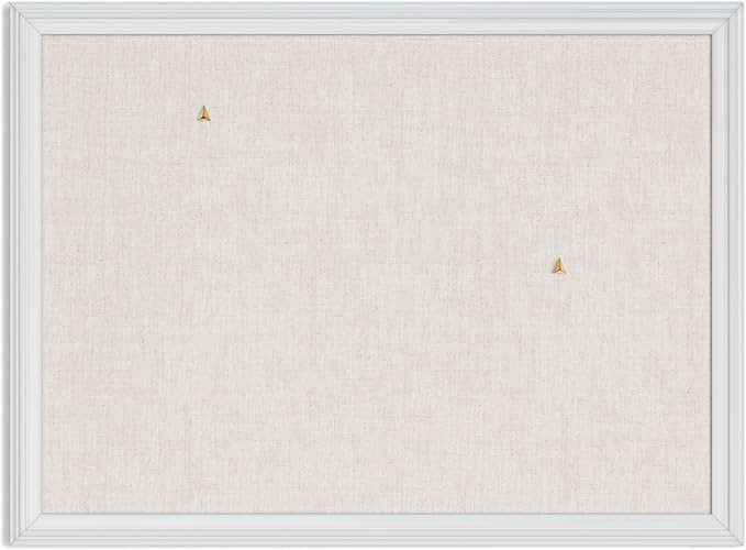 U Brands Farmhouse Linen Bulletin Board, 23"x17", White Wood Style Frame, Industrial Grade Pinnin... | Amazon (US)