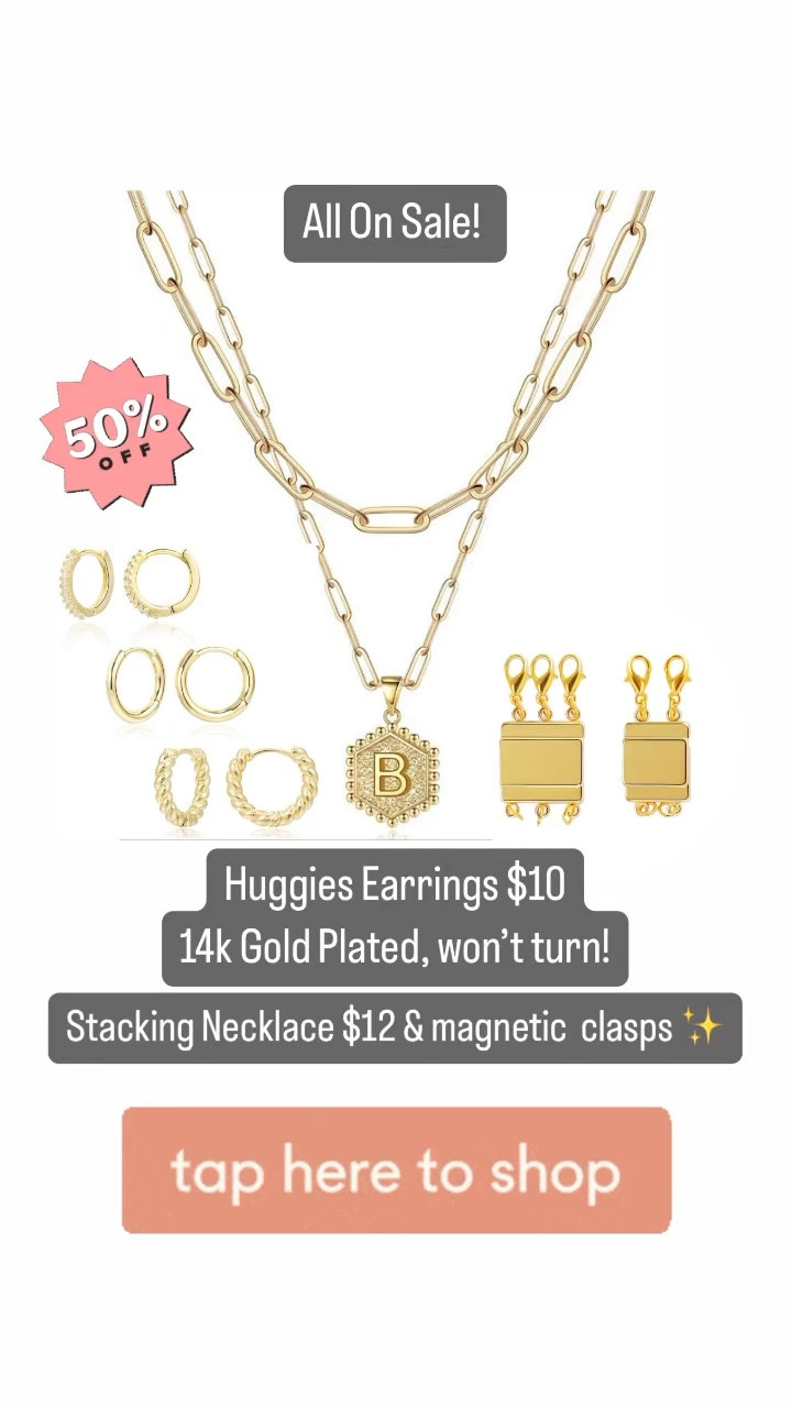 50% OFF my Favorite No Turn 14k Gold Plated Earrings + Initial Necklace ✨ 

#LTKsalealert #LTKFind #LTKGiftGuide