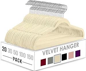 Utopia Home Premium Velvet Hangers 20 Pack - Non-Slip Clothes Hangers - Ivory Hangers - Suit Hang... | Amazon (US)