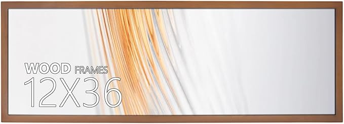 POUKROO 12x36 Picture Frame Brown Soild Wood Display Long Picture Puzzle Artwork Canvas Art Paint... | Amazon (US)