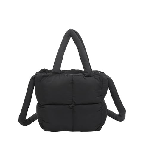 Extolove Puffer Tote Bag, Small Quilted Crossbody Bags for Women Puffy Purse Shoulder Handbags (Black) | Amazon (US)