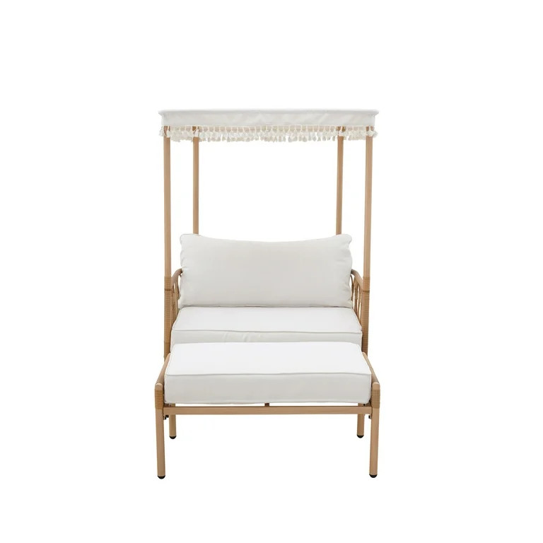 Better Homes & Gardens Willow Sage 2 Piece All-Weather Wicker Outdoor Canopy Chair and Ottoman Se... | Walmart (US)