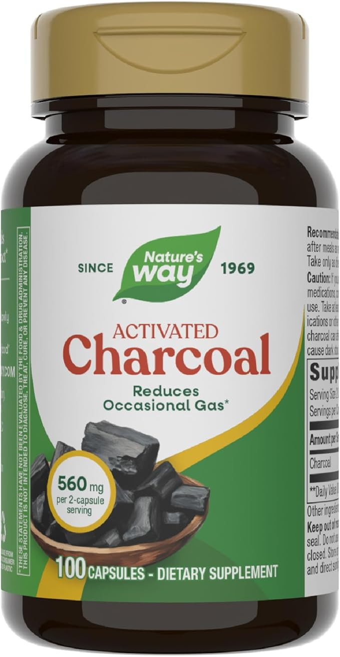 Nature's Way Activated Charcoal, Binds Unwanted Materials and Gas in the Digestive Tract*, 560 mg... | Amazon (US)