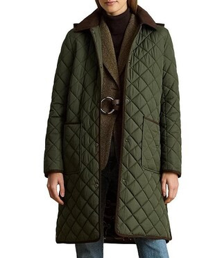 Lauren Ralph Lauren Quilted Hooded Corduroy Collar Snap Front Coat | Dillard's | Dillard's