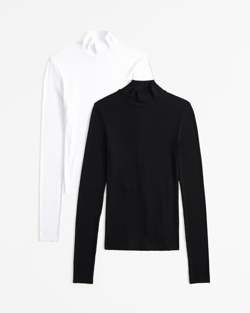 Women's 2-Pack Long-Sleeve Featherweight Rib Mockneck Tops | Women's Tops | Abercrombie.com | Abercrombie & Fitch (US)