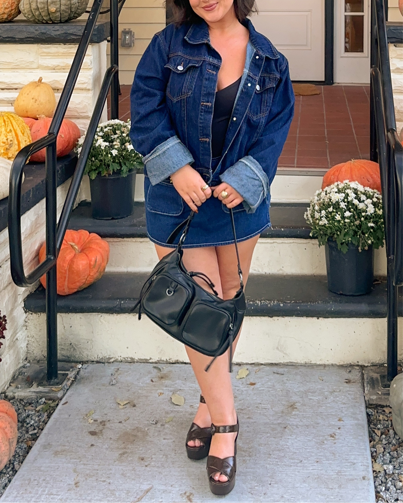 denim on denim for fall >>> 🍂 wearing a US & in the skort and S-M in the jacket! // fall outfit ideas, date night outfit, denim jacket 

#LTKFindsUnder100 #LTKSeasonal #LTKMidsize