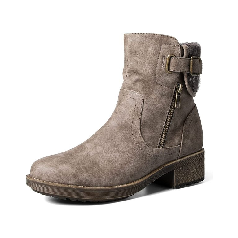 Mysoft Women Gray Ankle Boots Low Heel Zipper Female Booties Size 8.5 - Walmart.com | Walmart (US)