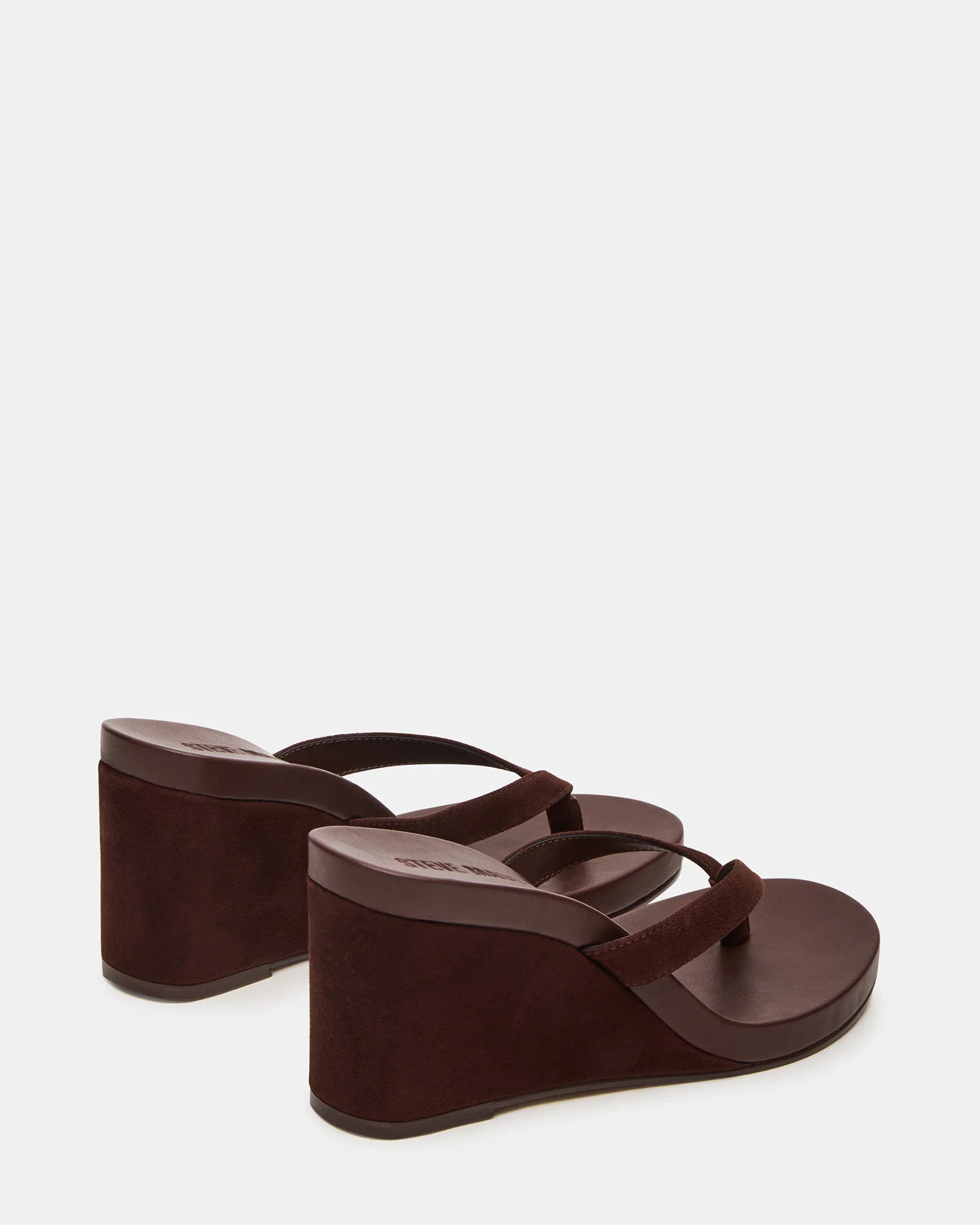 PLAYING Brown Suede Thong Wedge Women's Sandal | Steve Madden (US)