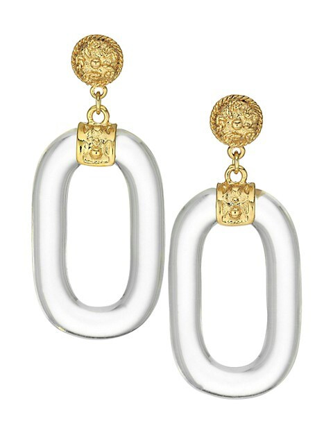 Goldplated & Clear Resin Oval Drop-Hoop Earrings | Saks Fifth Avenue