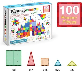 PicassoTiles 100 Piece Magnetic Playboards Tiles Set Magnet Toys for Toddlers STEM Building Block... | Amazon (US)