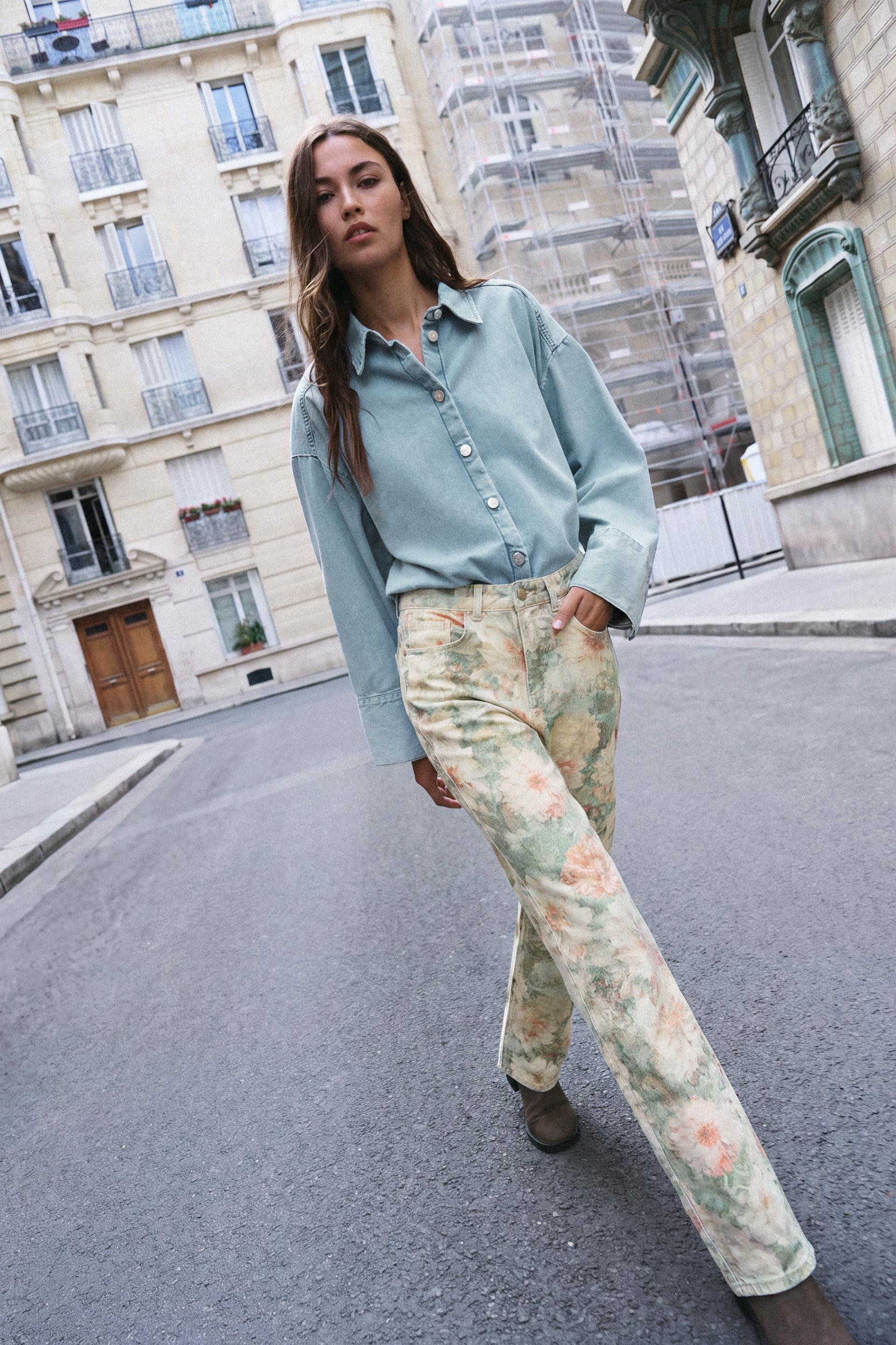 Zara - Z1975 Mid-Rise Straight Floral Print Jeans - Printed - 31 (Us 12) - Woman | Zara US