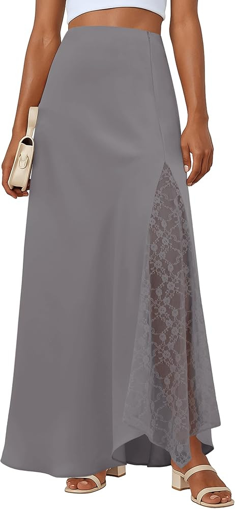 Lepunuo Womens Maxi Skirts Casual Elastic High Waisted Flowy Long Skirts Trendy Cute Skirts | Amazon (US)