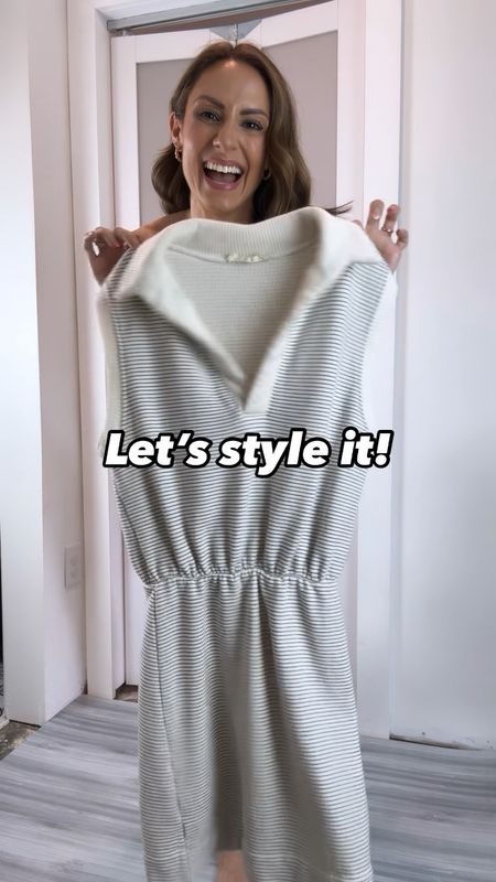 The cutest and comfiest striped shirt dress!! Love the dramatic collar and v-neck combo and the cap sleeves! Both the sleeves and collar have a ribbed texture - super cute detail. Elastic waist for comfort. I’m wearing a small. It was a little big but I shrunk it in the wash and then it fit great if that helps with sizing. Sneakers are tts. Also, don’t pay full price for the dress. This site ALWAYS has codes so just do a search for one or check the site or IG! 

#LTKshoecrush #LTKVideo #LTKfindsunder100