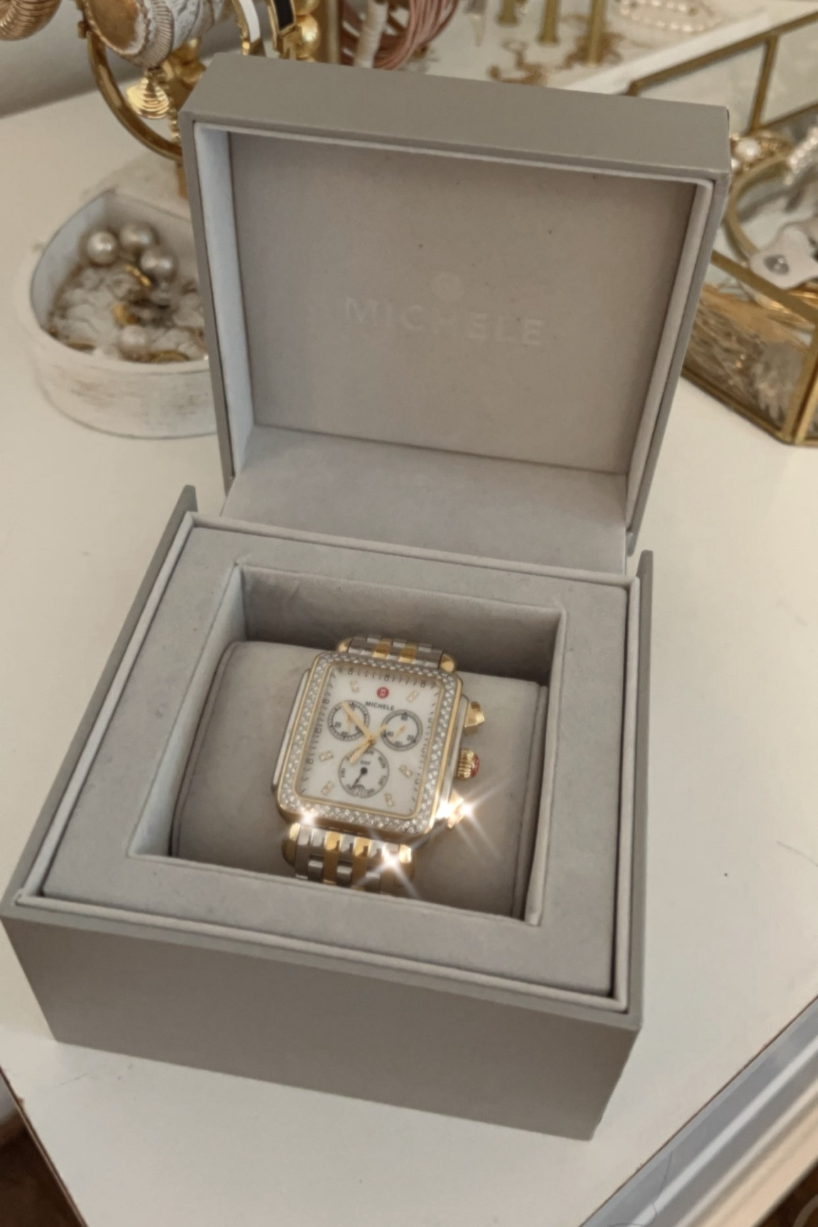 New Deco  Two Tone Diamond Michele Watch!