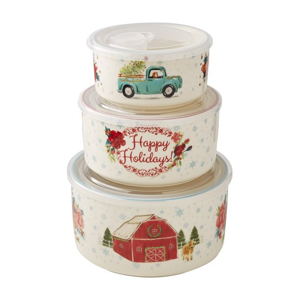 The Pioneer Woman Floral Medley 6-Piece Round Nesting Stoneware Bakeware | Walmart (US)