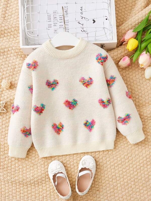 Toddler Girls Heart Pattern Drop Shoulder Sweater
   
      SKU: sk2210096866165044
          (15... | SHEIN