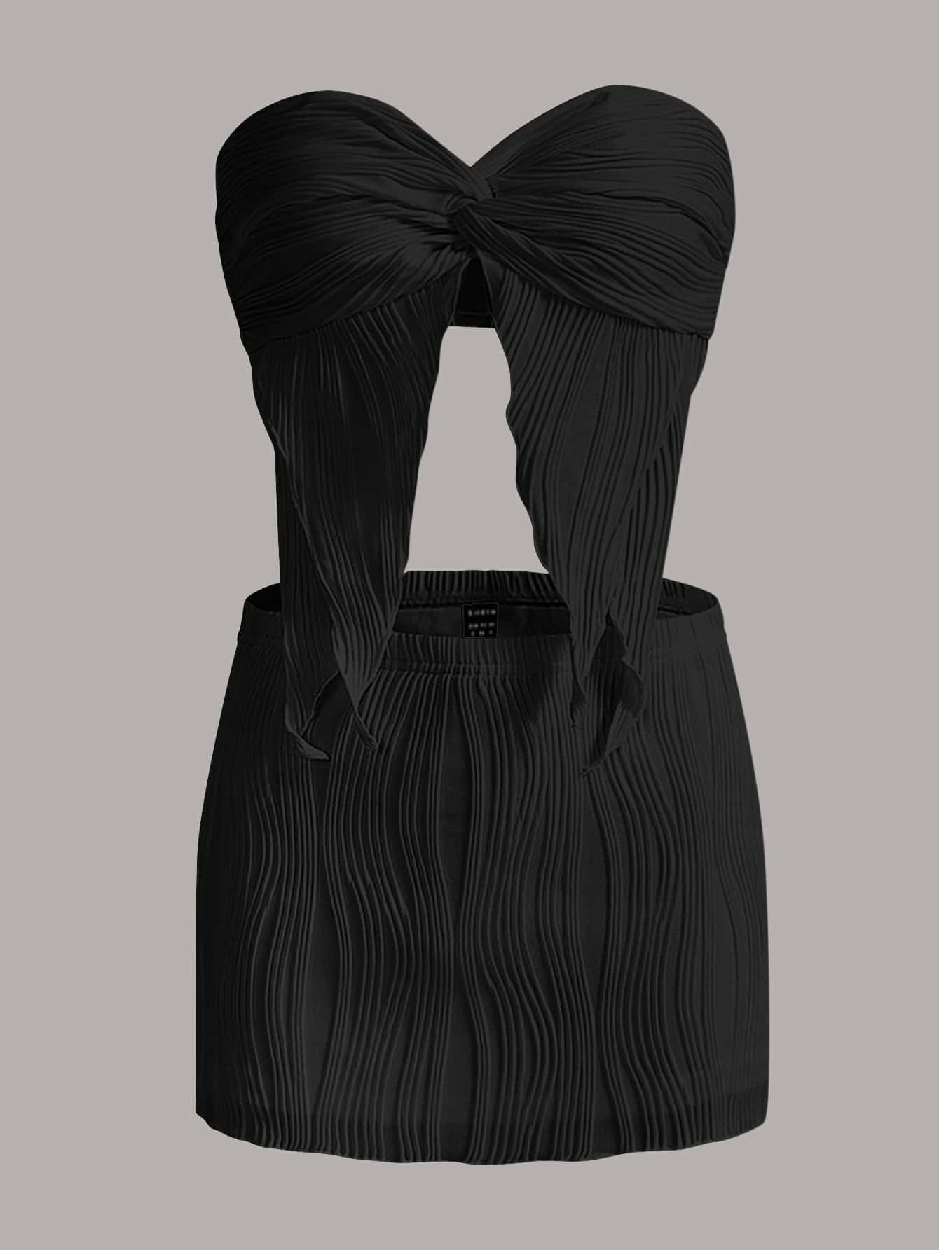 SHEIN ICON Two Piece Twist Front Tube Top & Bodycon Skirt | SHEIN