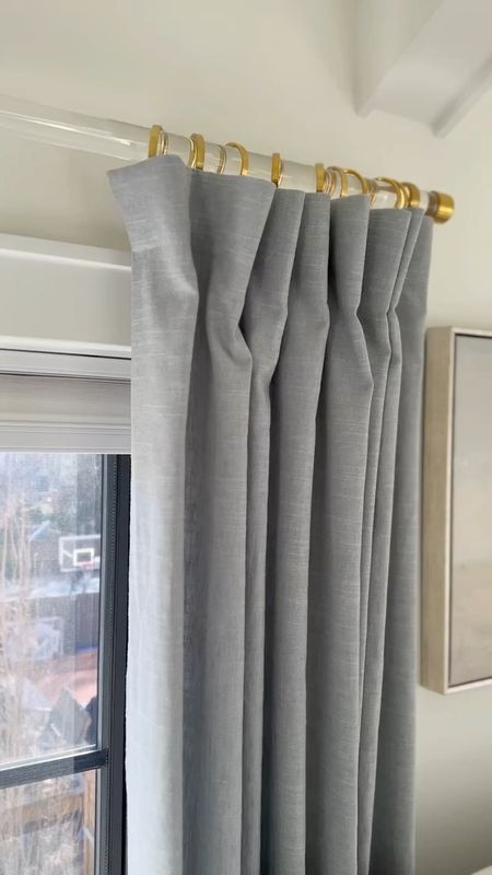 Get the look for less on Amazon! I found a similar blue gray full linen curtains, as well as acrylic and brass curtain rods that give a similar look to my pottery barn in a row, blue curtains, and Ballard design curtain rod! 

#LTKstyletip #LTKhome #LTKsalealert
