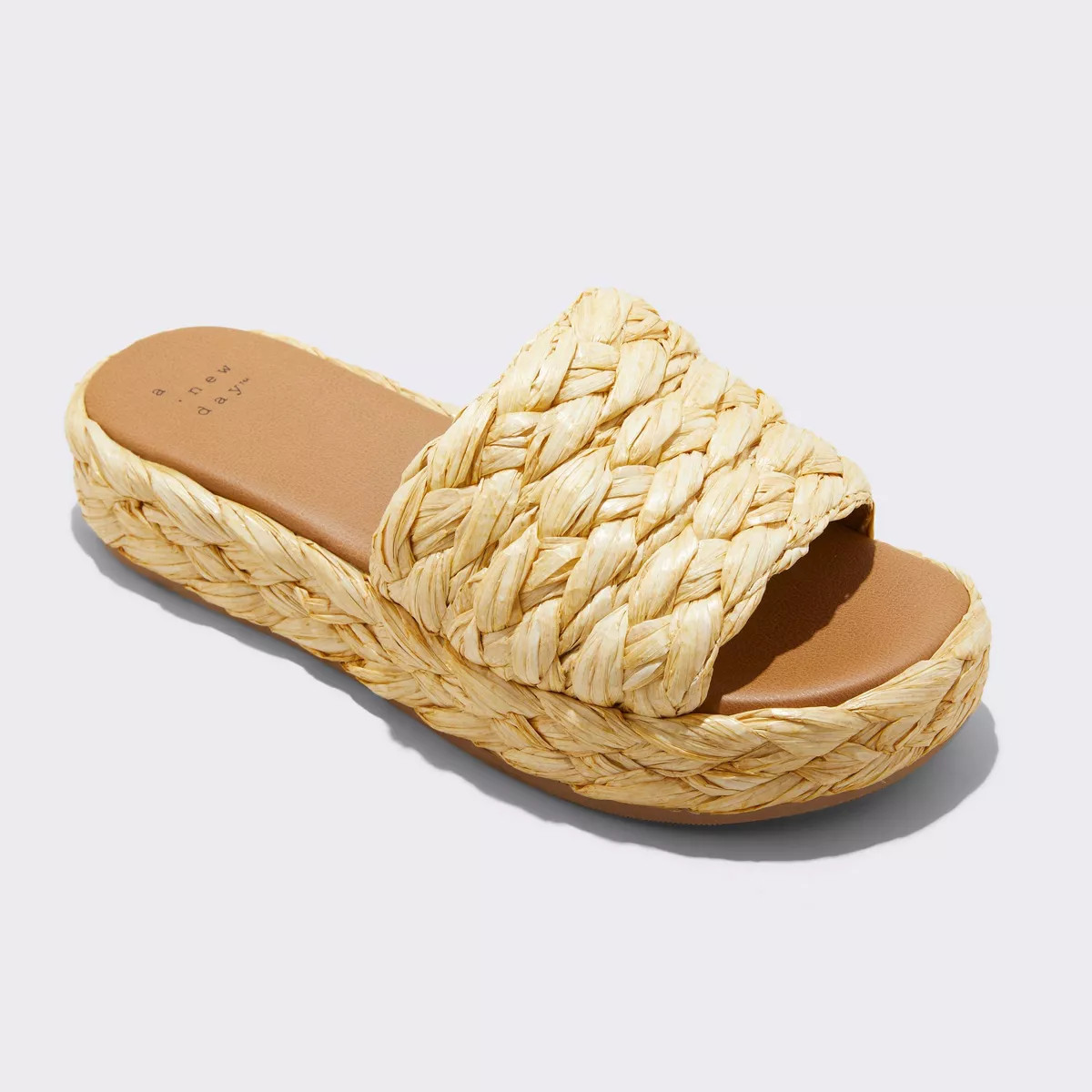 Women's Casey Braided Raffia Platform Slide Sandals - A New Day™ Beige | Target