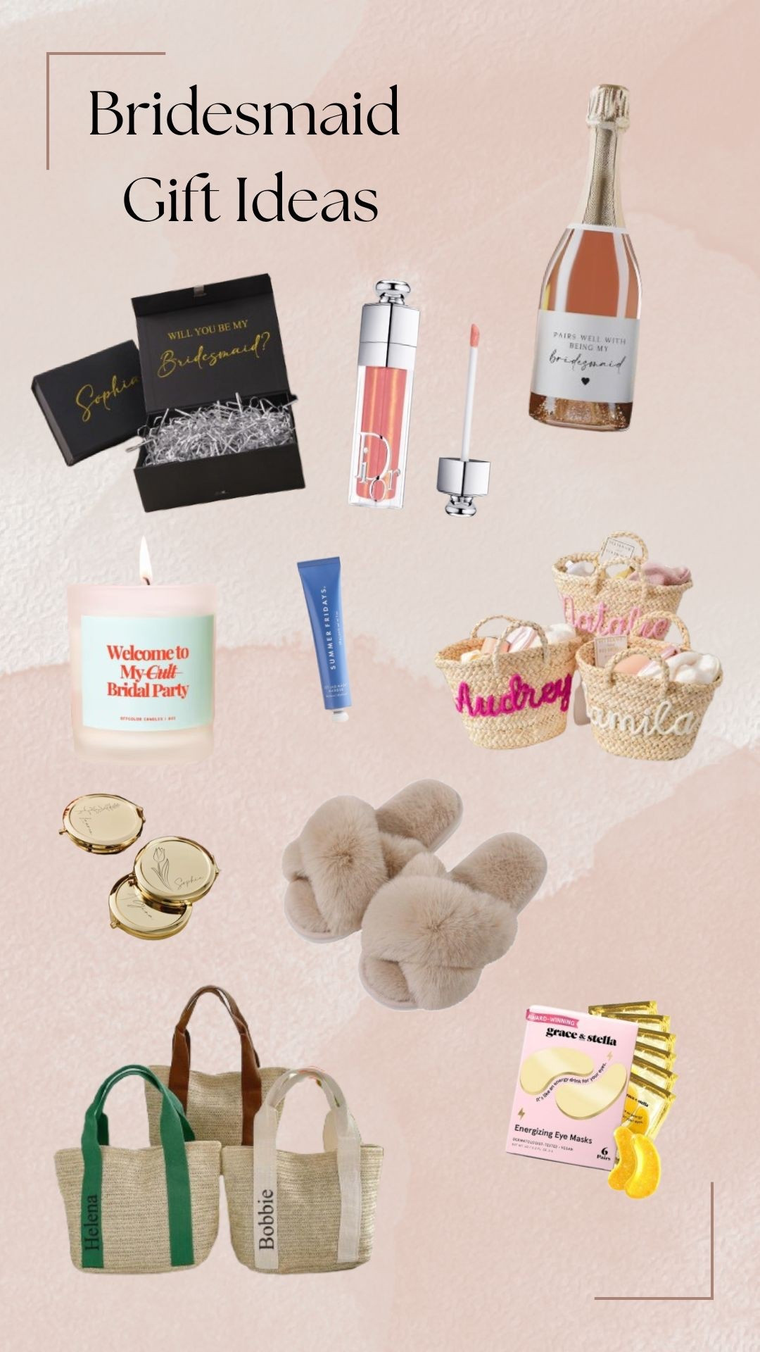 Bridesmaid gift ideas! So many fun ideas any self care girly would love to receive as a gift 🤍#bridesmaid #gift #bridesmaidgift #girlsgirl #wedding #bridalgift 

#LTKWedding #LTKBeauty