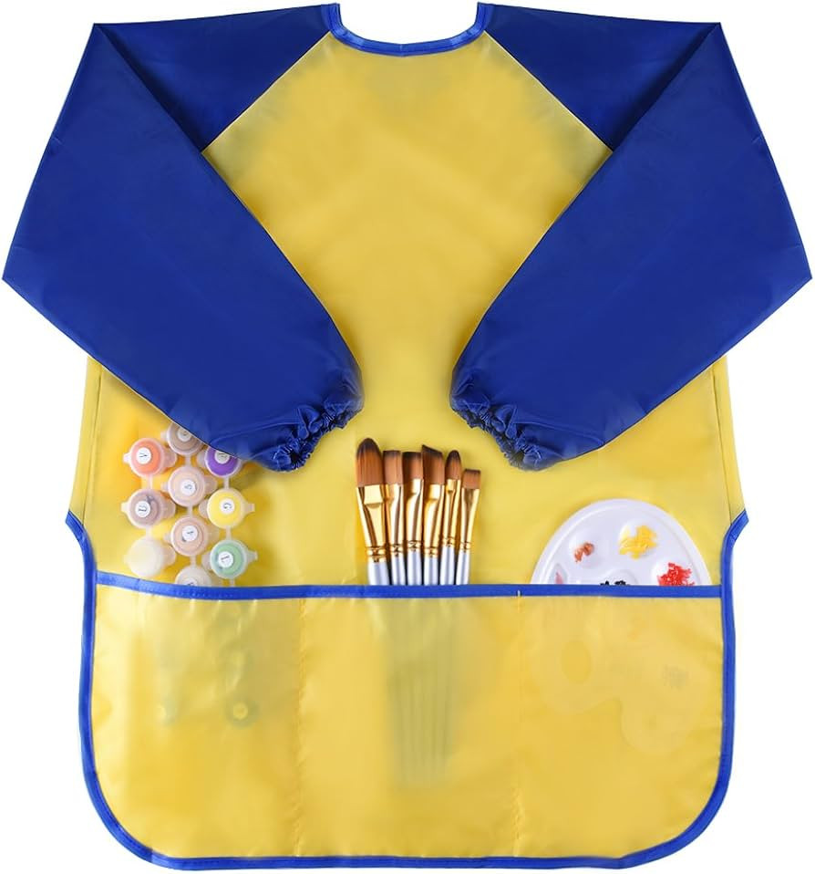 KUUQA Childrens Kids Toddler Waterproof Play Apron Art Smock with 3 Roomy Pockets - Painting, Bak... | Amazon (US)