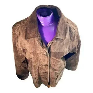 Bagatelle brown leather button up vintage women’s suede jacket M | Poshmark