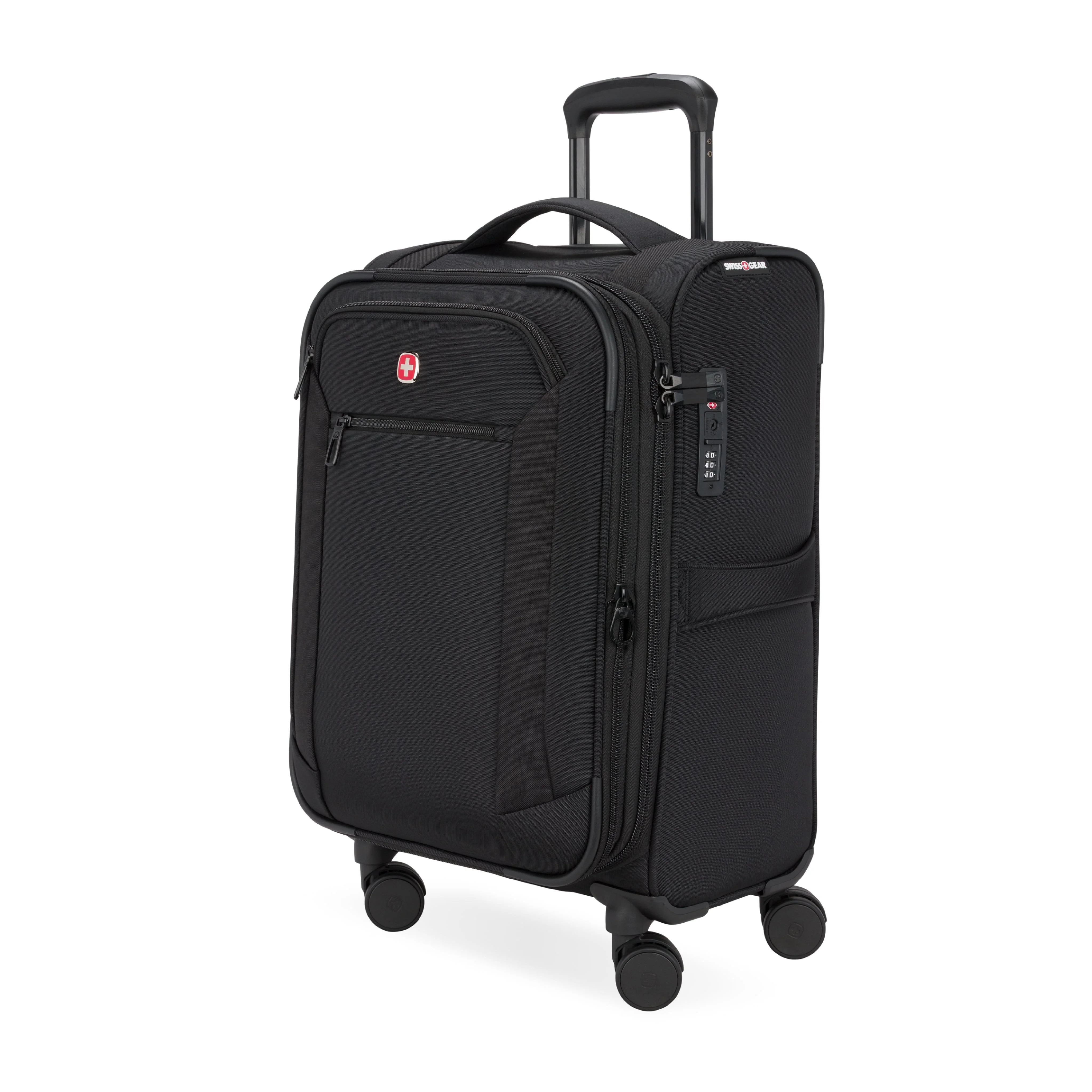 SWISSGEAR Stride Expandable Carry-On Spinner Luggage, Black, 8 Wheels and Built-in TSA Lock | Walmart (US)