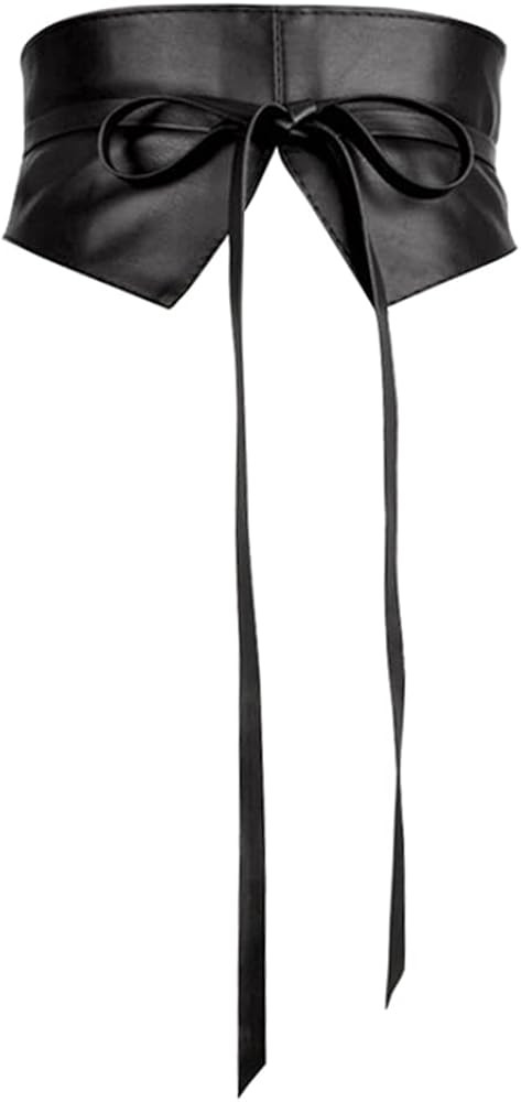 Women Lace Up Tied Corset Belt Soft Leather Wide Cinch Belt Waspie | Amazon (US)