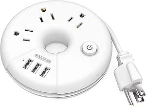 Travel Power Strip, NTONPOWER 3 Outlets 3 USB Portable Desktop Charging Station Short Extension C... | Amazon (US)