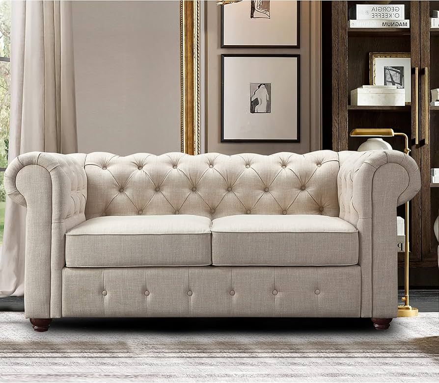 Rosevera Genevieve Upholstered Fine Polyester Collection Tufted Loveseat Couch, Contemporary Ches... | Amazon (US)