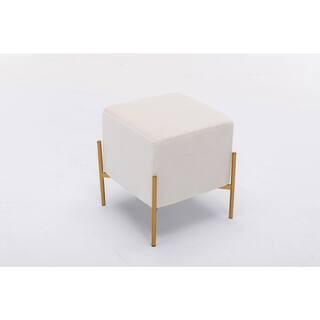 Carolina Chair and Table Larenta Cream Velvet Upholstered Square Ottoman FR1515-CRMGLD - The Home... | The Home Depot