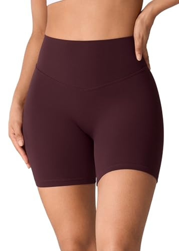 UNISSU Hugcurve No Front Seam Biker Shorts 6'' Burgundy Purple X-Small | Amazon (US)