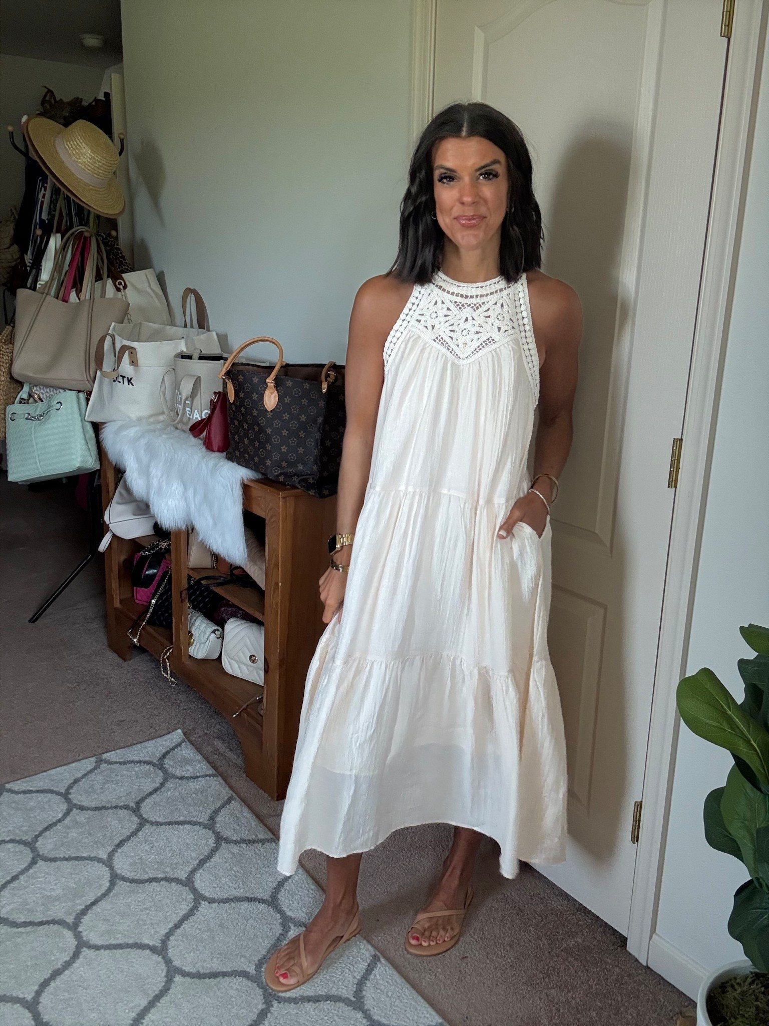 Size small in dress Size up half size in sandals

#LTKSeasonal #LTKFindsUnder100