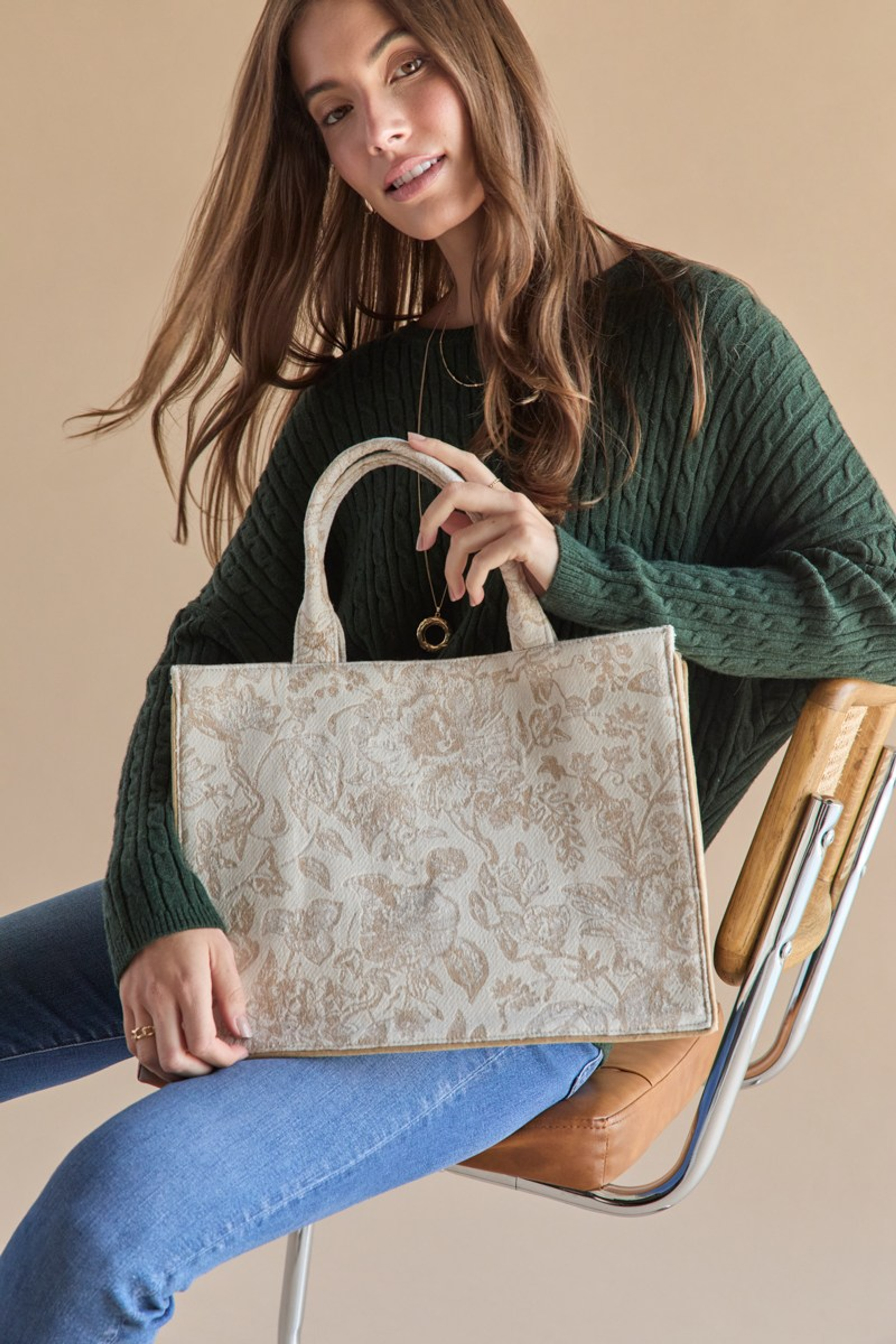 Jeanna Floral Canvas Tote Bag | Francesca's