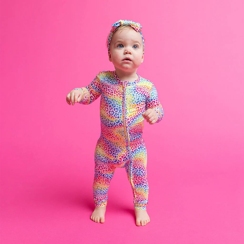 Rainbow Pink Baby Convertible Sleeper | Lisa Frank® I Love Rainbow Leopard | Posh Peanut