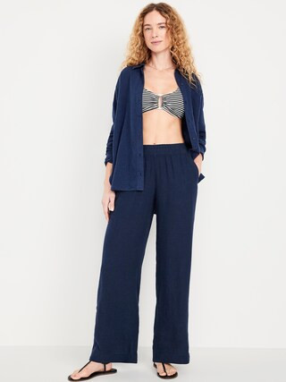 High-Waisted Linen-Blend Wide-Leg Pants | Old Navy (US)
