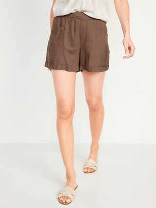 High-Waisted Linen-Blend Shorts for Women -- 3.5-inch inseam | Old Navy (US)