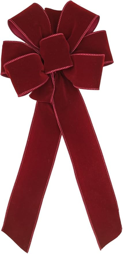 Pipila's Design 6-Pack, Classic Christmas Collection Bow, 2.3” Wide Burgundy Velvet Ribbon, Bur... | Amazon (US)